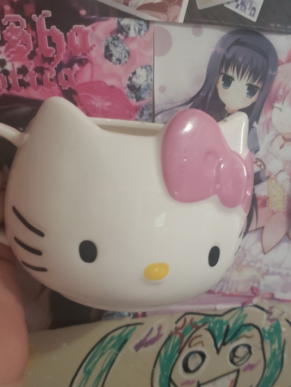 Hello Kitty Ceramic Cup with Pink Bow and Yellow Nose